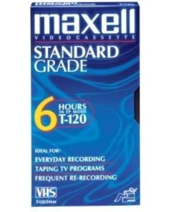Maxell T120GX/5PK VHS Cassette Standard Grade T-120, 6 Hour 5-Pack