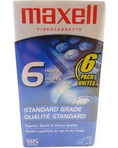 Maxell STD T-120 VHS Standard Grade Videotape, 6 Pack