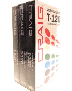 Craig CC358 Premium Blank T-120 VHS Video Tapes | 3-Pack | Video Casette Tapes Recordable and Reusable | 120-Minute Recording Time | 6-Hour Total Time |
