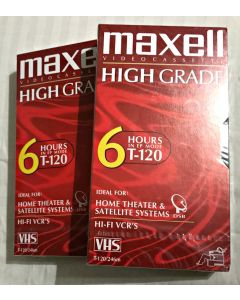 Maxell Premium High-Grade VHS Videocassette 120 Minutes, Set of 2